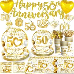 162pc 50th Anniversary Decorations - Tableware