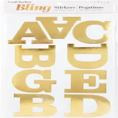 Craft Perfect Foil Alphabet Sticker Sheet 2IN-Gold