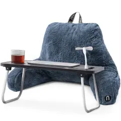 Nestl Fur Reading Pillow with Laptop Lap Desk Blue