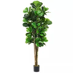 Costway 6' Artificial Fiddle Leaf Fig Tree Fake Indoor Patio Decor Plant Green