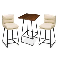 Industrial Modern Set of 3 Pub Table Set with 41"H Square Bar Table and Stools