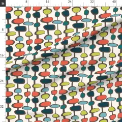 Various Fabrics by the Yard or Fat Quarter Mid Century Retro Vintage 1950S Geometric Modern Coral Teal Custom Printed Fabric by Spoonflower