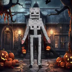 Minecraft Skeleton Classic Child Costume Gray Jumpsuit Mask