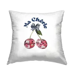 Glam Cherries on White Design by Amelia Noyes Outdoor Printed Pillow 