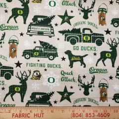 Licensed NCAA University of Oregon Christmas Print OR-1213 Cotton Fabric by the Yard