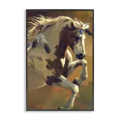 Stupell Industries Rearing Horse with Feather Adornments Framed Giclee By Carolyne Hawley