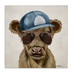 Stupell Industries Cool Cattle with Cap & Glasses Canvas By Lee Keller