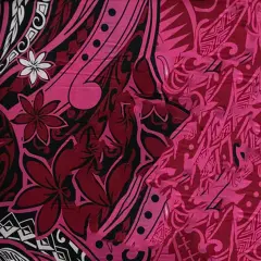 72" L x 45" W Kingdom of Tonga Seal Tiare Sarong Polyester Fabric Fuchsia