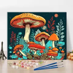 Paint by Numbers Colorful Mushroom Moon Paint
