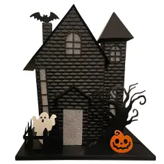 Haute Decor Halloween Haunted House with Bat Projection