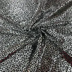 1 Yard Foil Leopard Print Spandex Fabric Reflective Milliskin Stretch Nylon Blend 58-60 inches width Silver/Black