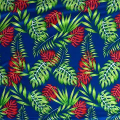 1 Yard All Over Split Leaves Sarong with Fringes Rayon Fabric 72" L x 45" W Royal