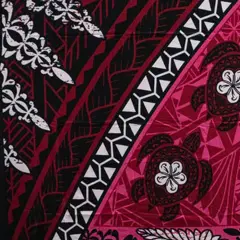 Kingdom of Tonga Seal Turtle Plumeria Polyester Sarong 72" L x 45" W Fuchsia