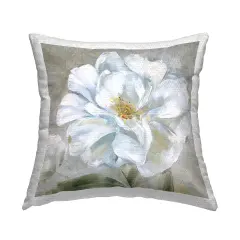 Close Up White Bloom Outdoor Printed Pillow Design by Sally Swatland, 18 x 7 x 18