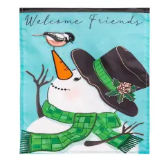 Snowman and Chickadee Banner 2 Sided