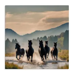 Stupell Industries Canyon Stallions Trotting Canvas Wall Art Design by Noah Bay