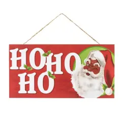 12.5" Black Santa HO HO HO Holiday Sign - Vintage Christmas D&eacute;cor