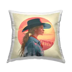 Cowgirls Rule Portrait Decorative Printed Throw Pillow Design by Steve Hunziker, 18 x 7 x 18