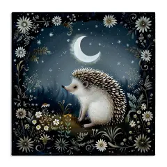 Stupell Industries Hedgehog Under Forest Moon Canvas Wall Art Design by The Dutch Lady
