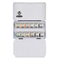 Schmincke Akademie Aquarell Watercolor Pans - Set of 12, Metal Case, Half Pans