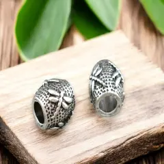 *20* 11x10mm Antique Silver Large Hole Dragonfly Barrel Beads