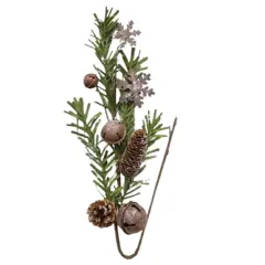 Rusty Glitter Bell & Snowflake Pine Spray 24"