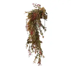 34" Velvet Ash Hanging Bush with Green Branch Ideal for Home Decor, Events or Displays