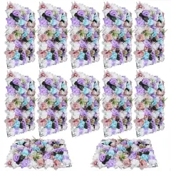 12Pcs Artificial Flower Wall Panel Backdrop Wedding Party Background Venue Decor