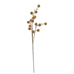 27&rdquo;High Mustard Thistle Pods Spray with Brown Paper Wrapped Stem and Plastic Branches