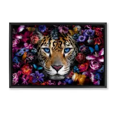 Stupell Industries Piercing Leopard Gaze Framed Floater Canvas Wall Art Design by Reinders