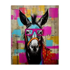 Stupell Industries Quirky Spectacle Donkey Canvas Wall Art Design by LSR Design Studio