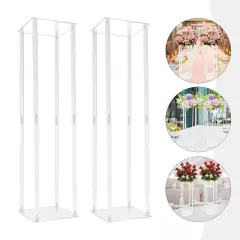 2PCS 39" Clear Acrylic Flower Stand Column Vase Centerpieces Wedding Decoration