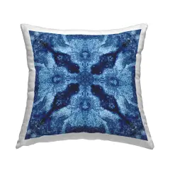 Blue Mosaic Motif Decorative Printed Throw Pillow Design by Elspeth Helen Meabank Perkin, 18 x 7 x 18