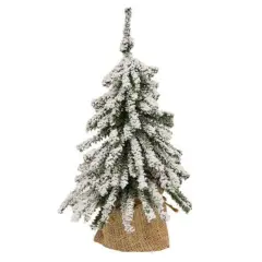 Flocked Mini Downswept Tree With Burlap Base 15"