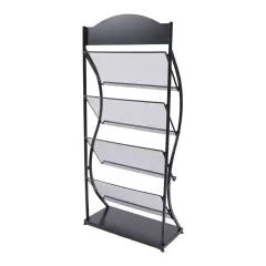 Freestanding Magazine Newspaper Book Rack Office Display Organizer Metal Stand