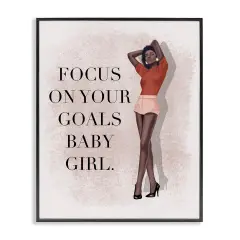 Stupell Industries Focus On Goals Girl Framed Giclee Wall Art Design by Saba Rauf