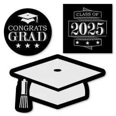 Big Dot of Happiness Graduation Cheers - DIY Shaped 2025 Graduation Party Cut-Outs - 24 Count