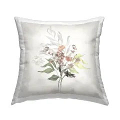 Soft Florals & Butterfly Decorative Printed Throw Pillow Design by Susan Jill, 18 x 7 x 18