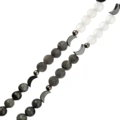 John Bead 6mm Solar System Universe Galaxy 5" Bead Strand Moon