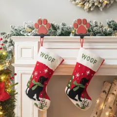 Set of 2 Chrismas Decor Hooked Stockings (Dog/Cat) 2pk Dog