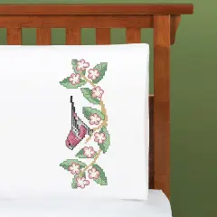 HerrschnersApple Blossom Tweets Pillowcase Pair Stamped Cross-Stitch Multi