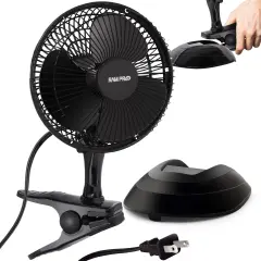 RamPro Portable Desk and Clip on Fan, 6 Inch Fans Small and Quiet Plug In, Small Personal Cooling Fan for Desk Home Office, 2 Speed, Adjustable Tilt Black