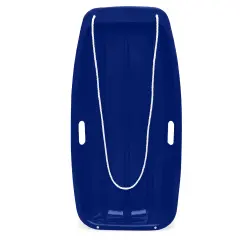 Best Choice Products 35in Kids Outdoor Plastic Sport Toboggan Winter Snow Sled Board w/ Pull Rope, 2 Handles Navy