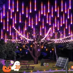 144 LEDs Orange and Purple Solar Halloween Lights Outdoor