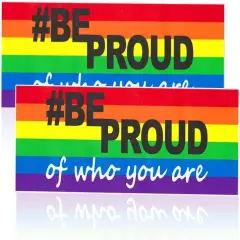 Gay Pride Stickers - 2 Rainbow Decals for Car, Laptop & Refrigerator