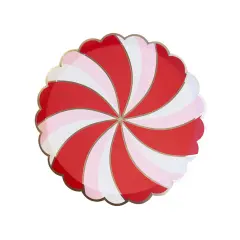 CHRISTMAS PEPPERMINT CANDY SCALLOPED SMALL PLATES