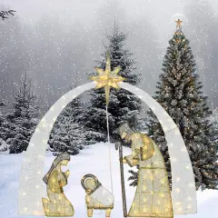 54 Inch Nativity Scene Decoration, Christ Birth Pre-Lit Display, Warm White LED 115L