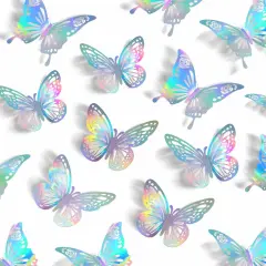Laser Butterfly Wall Decor,48Pcs 2 Styles 3 Sizes,Removable Butterflies for Cake Cupcake Toppers, 3D Paper Butterfly Sticker Decorations for Birthday Baby Shower Girl Room Nursery Decals