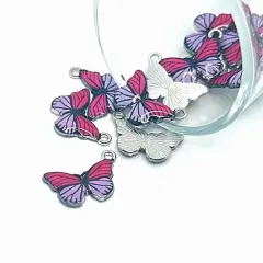 1, 4, 20 or 50 Pieces: Purple Striped Butterfly Charms