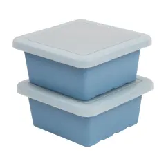 Square Bin with Lid, Storage Containers, 2-Pack Powder Blue